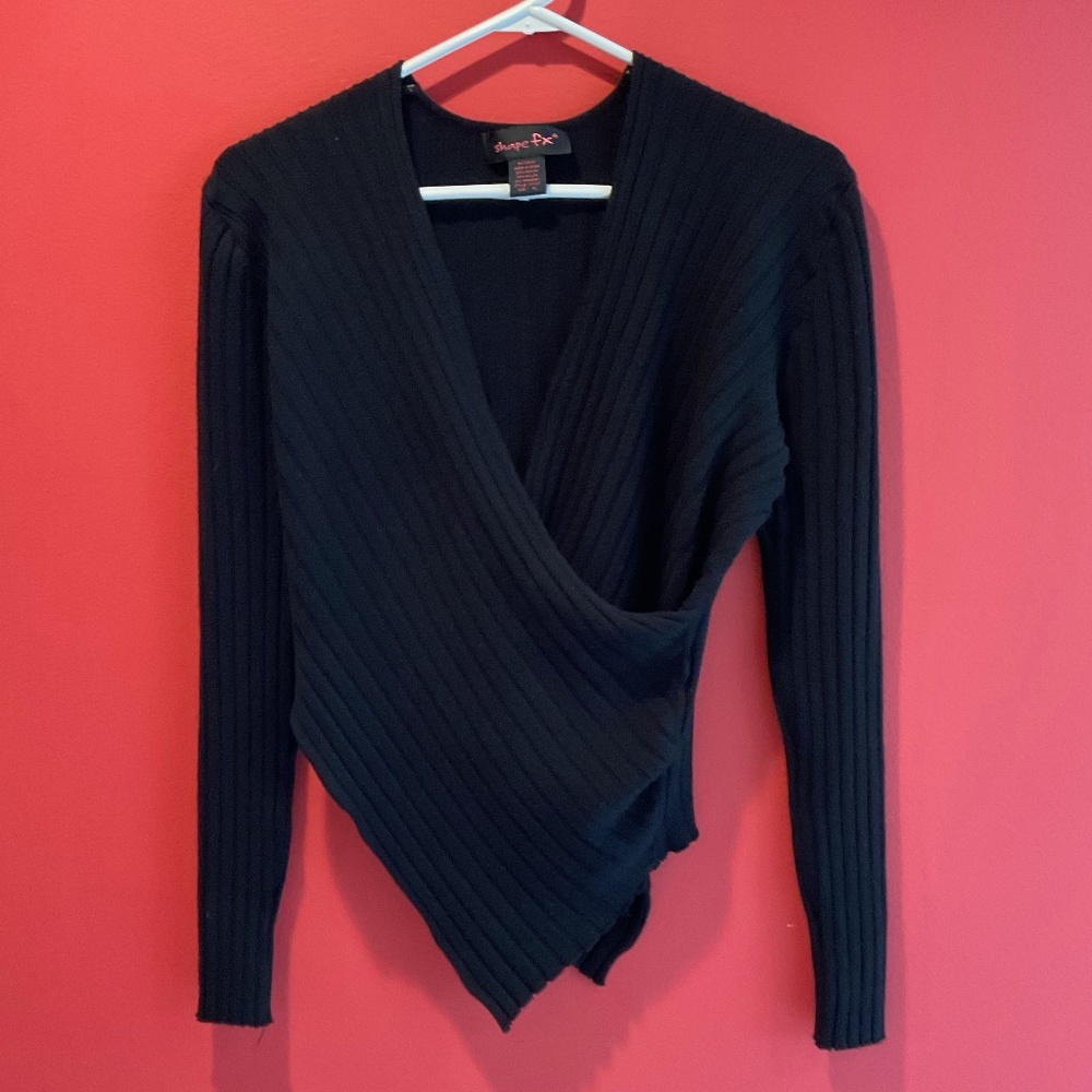 Shape FX Long Sleeve Stretchy Black Sweater Size XL